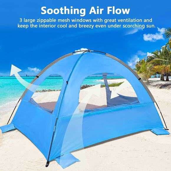 🔥NXONE Beach Tent Sun Shade Shelter for 2-3 People with UV Protection Blue NWT - Picture 4 of 6